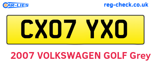 CX07YXO are the vehicle registration plates.