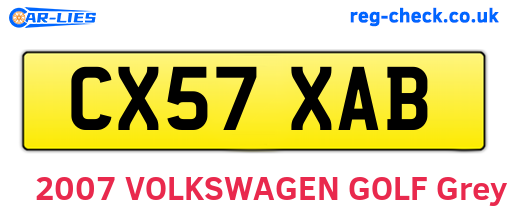 CX57XAB are the vehicle registration plates.