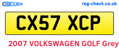CX57XCP are the vehicle registration plates.