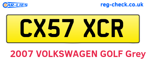 CX57XCR are the vehicle registration plates.