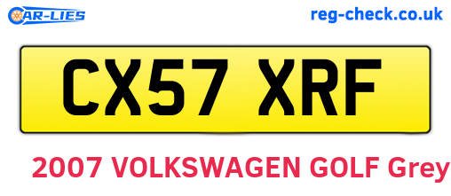 CX57XRF are the vehicle registration plates.