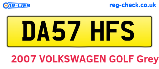 DA57HFS are the vehicle registration plates.
