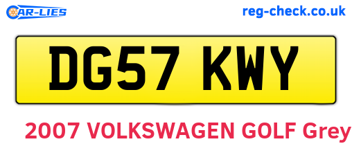 DG57KWY are the vehicle registration plates.