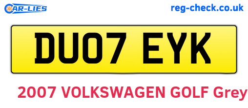 DU07EYK are the vehicle registration plates.