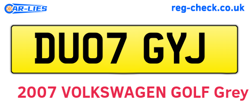 DU07GYJ are the vehicle registration plates.