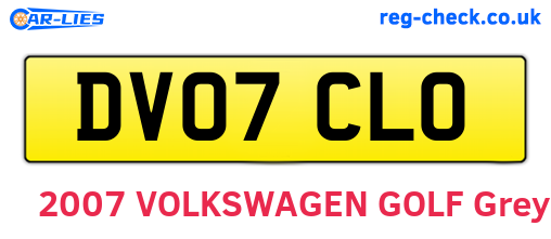 DV07CLO are the vehicle registration plates.