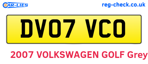DV07VCO are the vehicle registration plates.