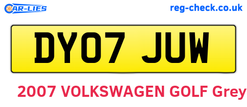 DY07JUW are the vehicle registration plates.