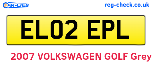 EL02EPL are the vehicle registration plates.