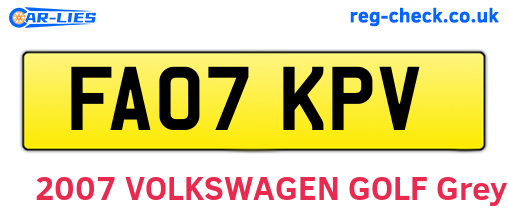 FA07KPV are the vehicle registration plates.