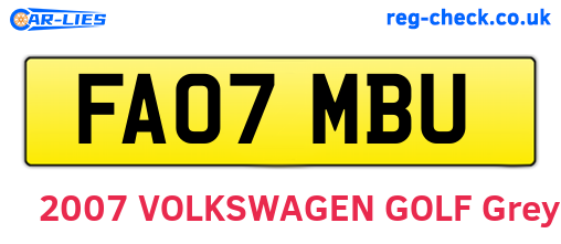 FA07MBU are the vehicle registration plates.