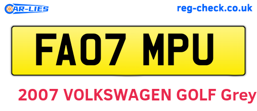 FA07MPU are the vehicle registration plates.
