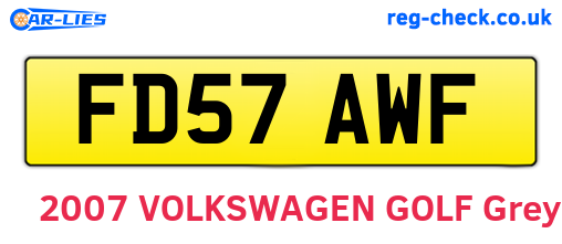 FD57AWF are the vehicle registration plates.