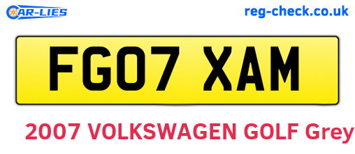 FG07XAM are the vehicle registration plates.