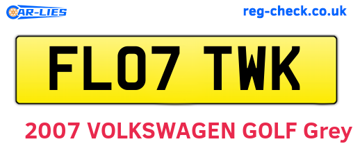 FL07TWK are the vehicle registration plates.