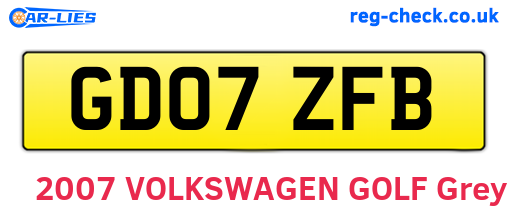 GD07ZFB are the vehicle registration plates.