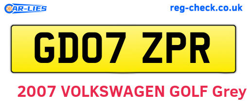 GD07ZPR are the vehicle registration plates.