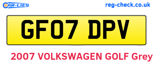 GF07DPV are the vehicle registration plates.