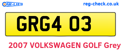 GRG403 are the vehicle registration plates.