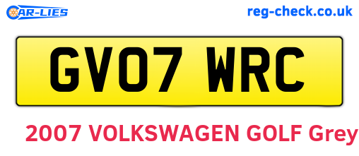 GV07WRC are the vehicle registration plates.