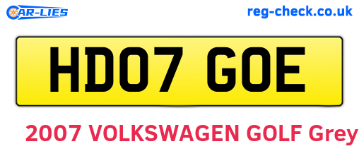 HD07GOE are the vehicle registration plates.