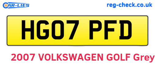 HG07PFD are the vehicle registration plates.