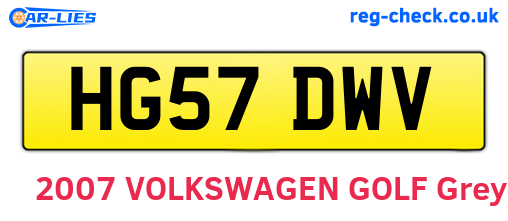 HG57DWV are the vehicle registration plates.