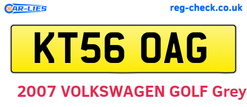 KT56OAG are the vehicle registration plates.