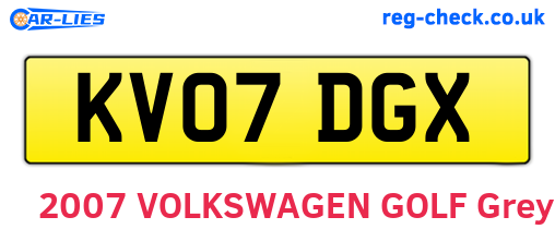 KV07DGX are the vehicle registration plates.