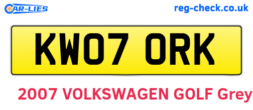 KW07ORK are the vehicle registration plates.