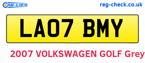 LA07BMY are the vehicle registration plates.