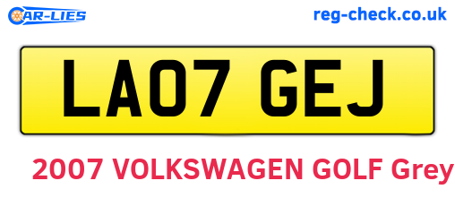 LA07GEJ are the vehicle registration plates.