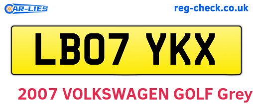 LB07YKX are the vehicle registration plates.