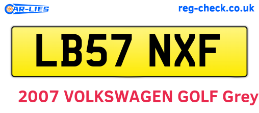 LB57NXF are the vehicle registration plates.