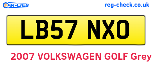 LB57NXO are the vehicle registration plates.