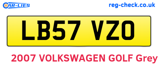 LB57VZO are the vehicle registration plates.