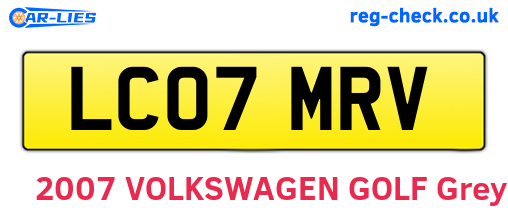 LC07MRV are the vehicle registration plates.