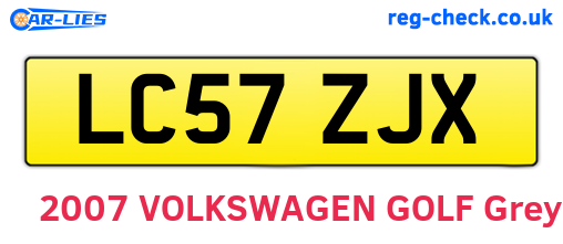 LC57ZJX are the vehicle registration plates.