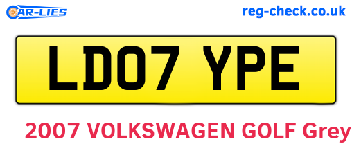 LD07YPE are the vehicle registration plates.