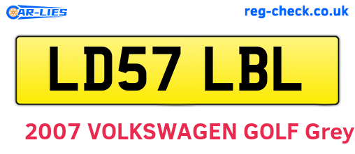LD57LBL are the vehicle registration plates.