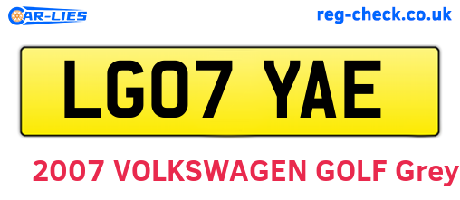 LG07YAE are the vehicle registration plates.
