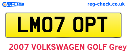 LM07OPT are the vehicle registration plates.
