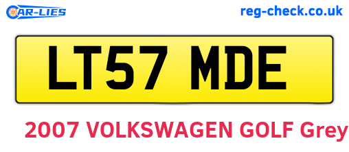 LT57MDE are the vehicle registration plates.