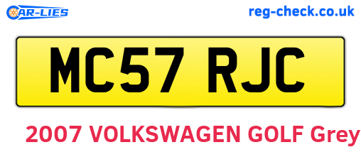 MC57RJC are the vehicle registration plates.