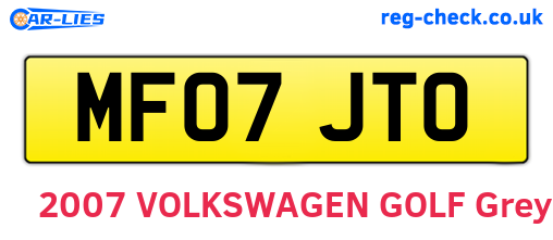 MF07JTO are the vehicle registration plates.