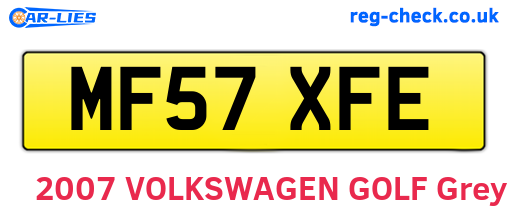 MF57XFE are the vehicle registration plates.