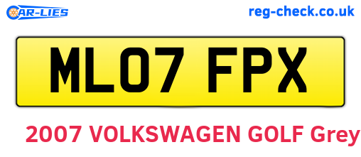 ML07FPX are the vehicle registration plates.