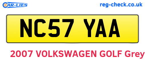 NC57YAA are the vehicle registration plates.