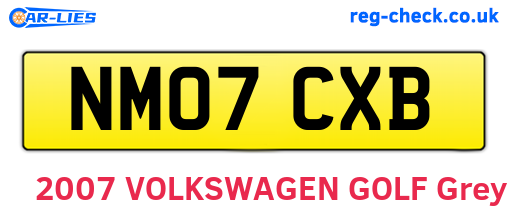 NM07CXB are the vehicle registration plates.