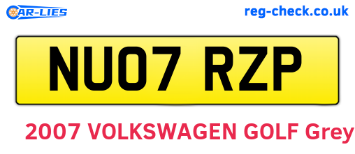 NU07RZP are the vehicle registration plates.